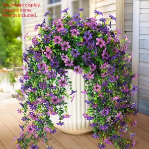Artificial Fake Hanging Flowers Plants for Outdoor Spring Decoration,6PCS Decorative Faux Silk Daisy with Eucalyptus Leaves,UV Resistant Look Real for Outside Home Indoor Planter Porch Patio Balcony Yard Decor
