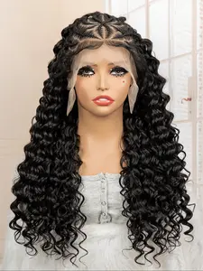 26 Inch Wave Lace Front Wig for Women, Natural Looking Wigs, Natural Curly Synthetic Hairline, Pre-Plucked 13x6 Lace, Heat Resistant Fiber, Daily Wear, Lace Frontal Wigs
