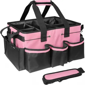 Multi-pocket Cleaning Caddy Bag, 1 Count Waterproof Home Cleaning & Car Maintenance Storage Bag, Storage Organizer with Handle & Adjustable Divider for Home, Travel Essentials Bag, with Side Organizer Bag(Sheets)