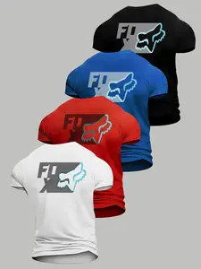 Men Women Fox Print Short Sleeves Loose Fit Casual Streetwear Top, High Elastic Breathable Fabric, All-Season Wear, Trendy Outdoor Style