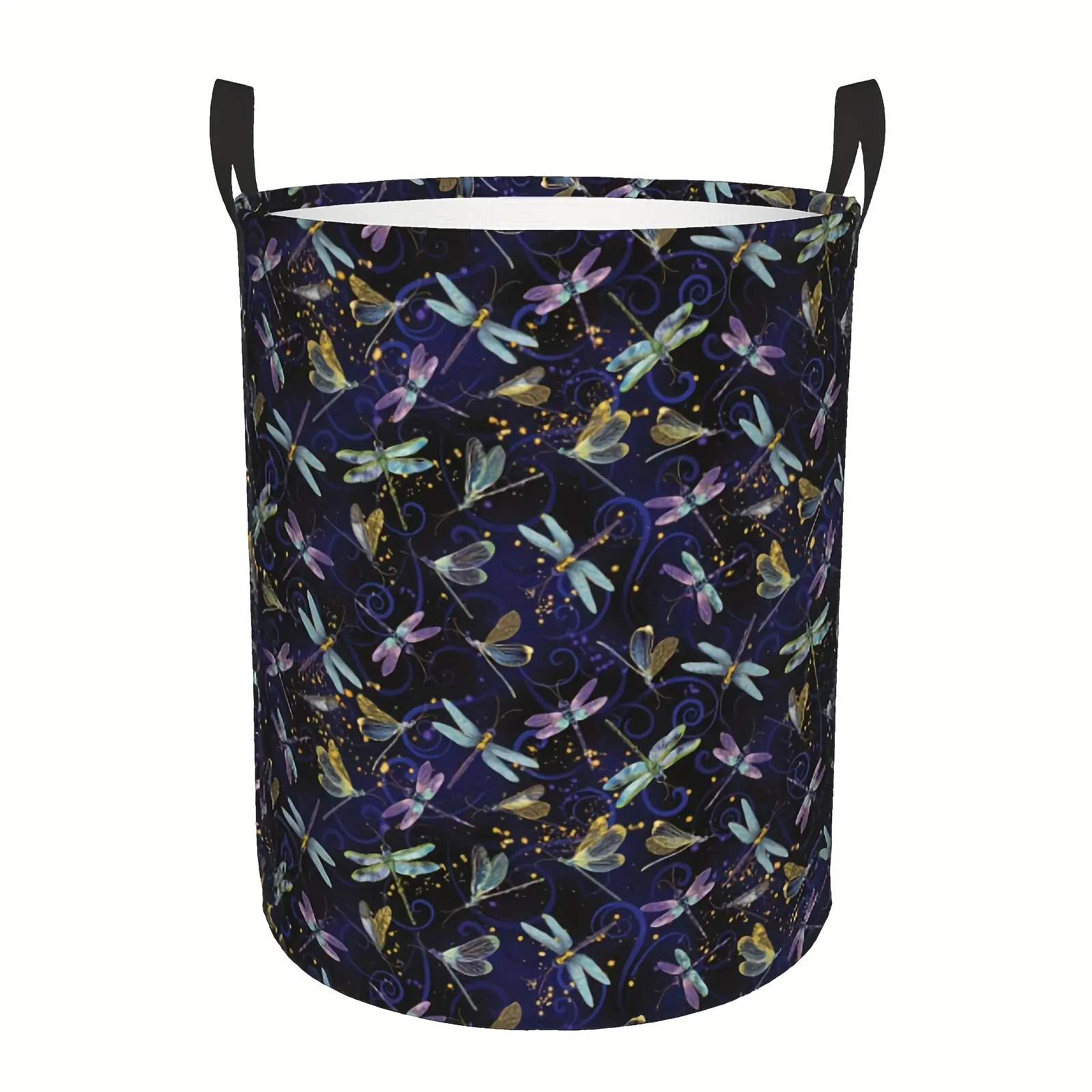 The Purple Dragon Butterfly Laundry Basket Is Foldable with A Handle. It Is An Oxford Cloth Colored Laundry Basket for Storing Clothes and Toys. It Is Suitable for Bathrooms, Laundry Rooms and Bedrooms. The Size Is 19.6" X 15.7".
