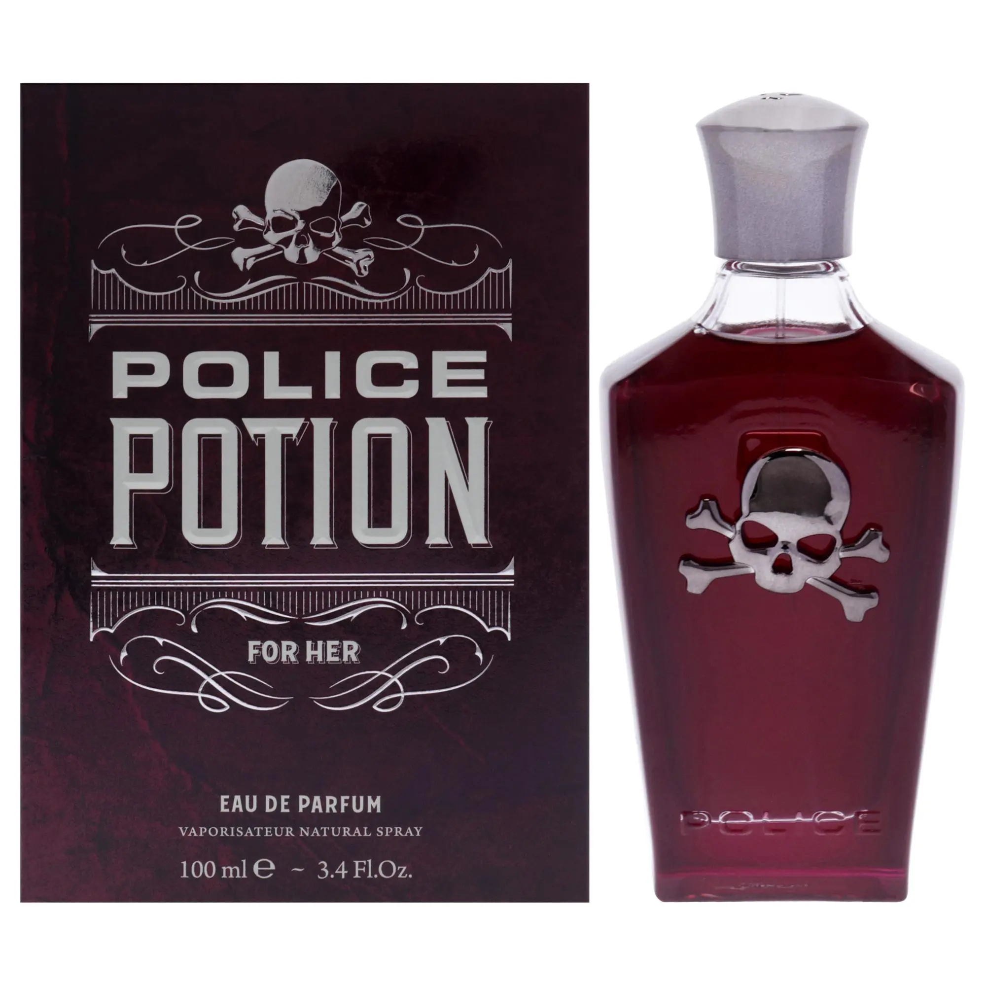 Police Potion 100ml Perfume for Female Wear, 100 ml Bottle Bold Aroma Distinctive 3.4 oz EDP Spray by Police, Skull Emblem