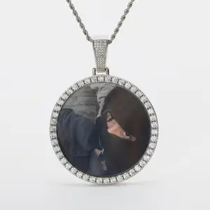 [ICE HUE]18K Gold Vacuum Plated Copper with 5A+ Sri Lanka Zircon DIY Custom Memory Round Colorful Photo Daily Bible Verses NFC Pendant With Necklace Miami Italy Mexico & Micro Inspired for Women & Men Jewelry,Daily Wear,Casual Fashion,Gift Idea,Hip Hop