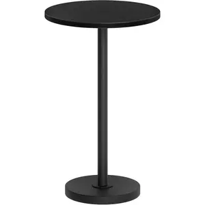 Round Side Table, Drink End Table for Small Spaces, Pedestal Style Martini Side Table in Living Room, Bedroom, Dormitory, Black ET30BB