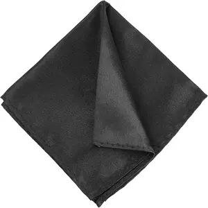 Men's Pocket Square Satin Pocket Square for Men Solid Color Handkerchief Suit Pocket Squares Classic Pure Silk Hankies(Black)