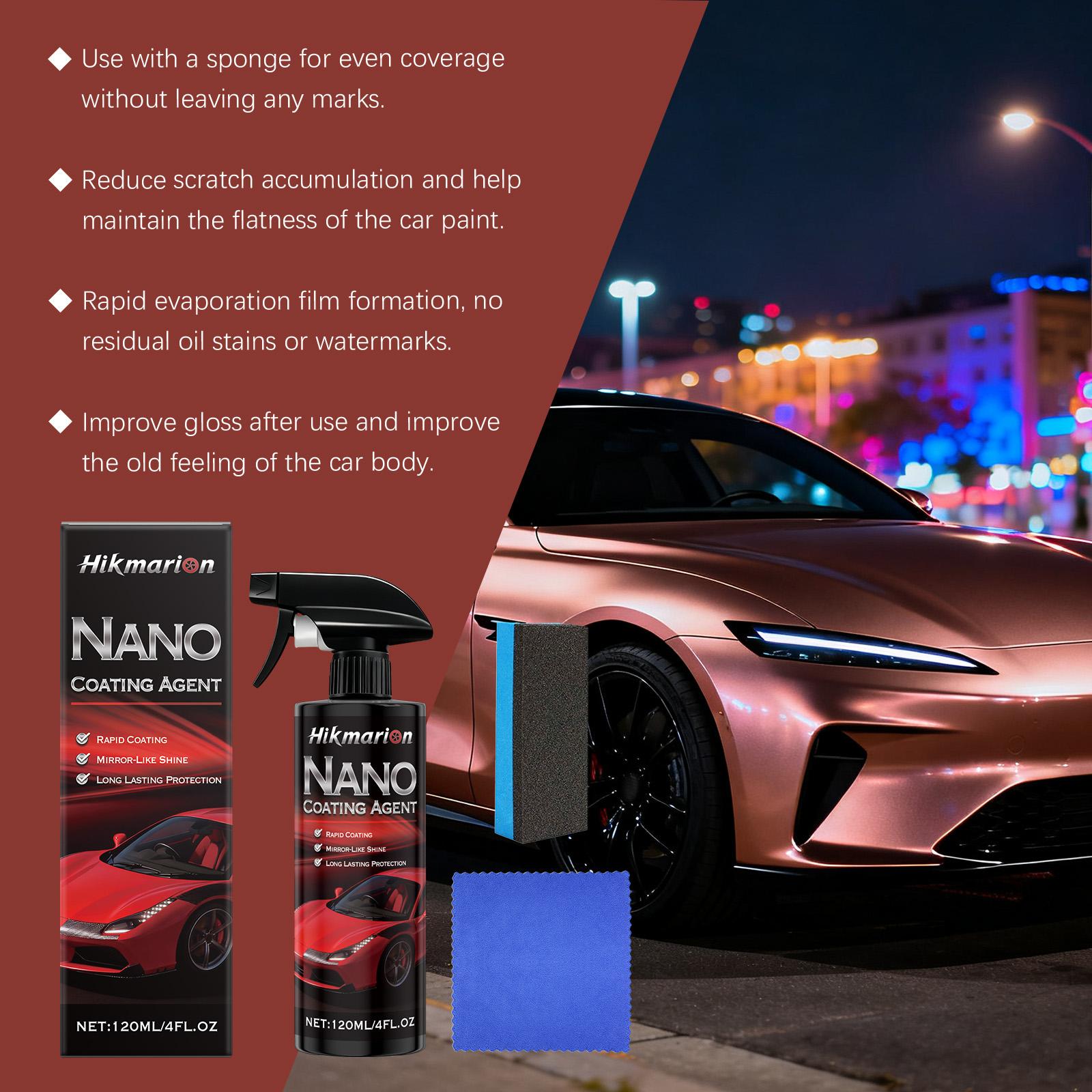 Nano Coating Agent Spray - Rapid Ceramic Car Coating, Mirror-Like Shine & Long-Lasting Hydrophobic Protection, Quick & Easy Paint Sealant 120ml/4 fl oz