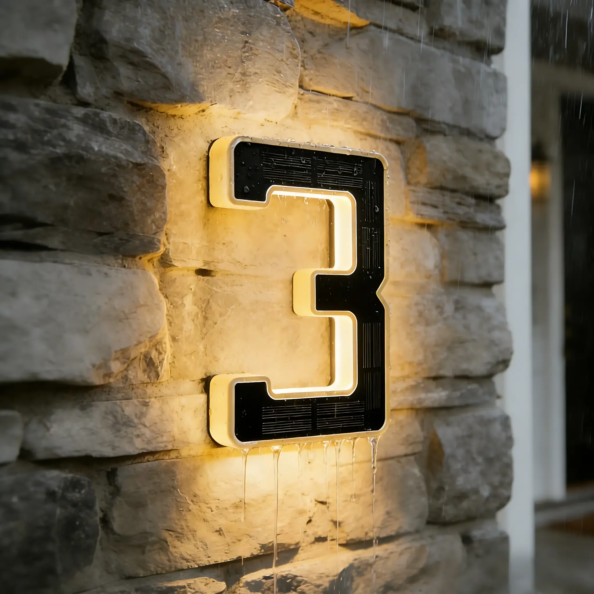 Waterproof Solar Address Sign – 6.7 Inch LED Light Up House Numbers with Bright Backlit Display, Modern Exterior Doorplate for Home, Villa, Garden, Porch & Outdoor Wall Decoration. Energy Saving Automatic Night Lighting