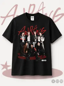K-Pop Boy Group T-Shirt, "Red Signature Concert Crew" Music Fan Graphic Tee, Idol Streetwear Gift, Gildan 5000 Heavy Cotton