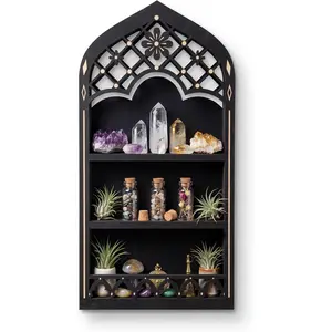 FNYDOX Floating Shelf for Wall | Gothic Window Crystal Display Shelf | Wall Mount Shelf | Cottagecore Vintage Decor | Wooden Wall Shelf for Bedroom and Living Room | Perfume Shelf for Wall | Wall Art Gift