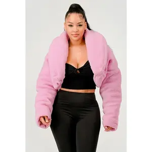 Pink Teddy Crop Jacket