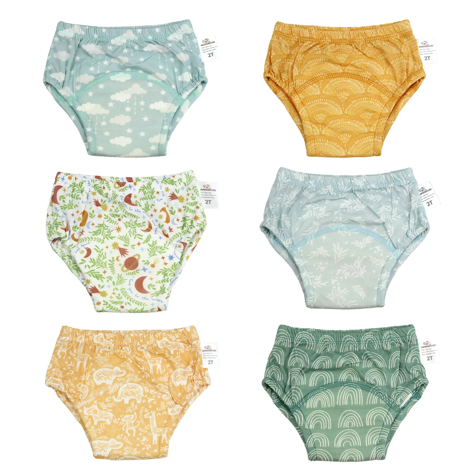 Mama Koala Training Pants for Girls Boys,Potty Training Underwear for Toddler,Leakproof Reusable Kid Confident Panties,Children's Potty Underwear 100% Cotton Comfortable for 2T-3T(6PCS)