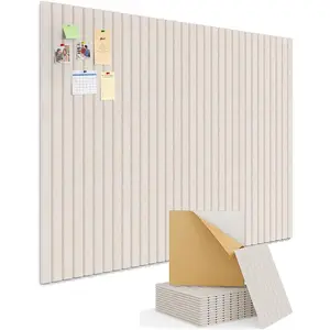Kuchoow Large Felt Bulletin Board Cork Tiles for Wall Office Decor Beige Memo Pinboards, 48" * 36" Self Adhesive 12 Pack Photo Display Decorative Mood Corkboard Panels for Classroom Kit