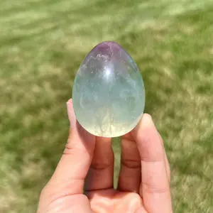 Fluorite Egg (2") Fluorite Crystal Egg - Polished Fluorite Egg - Stone Egg - Carved Crystal Egg - Fluorite Sculpture - Rainbow Fluorite