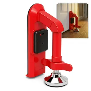 Travel Door Stopper Alarm, 80dB Audible Alert, Portable Security Door Stop for Home, Hotel, Apartment, Easy Setup, Personal Safety Device, Red