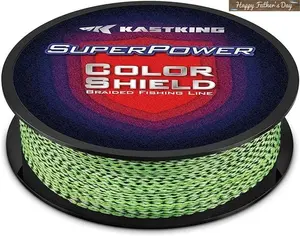 KastKing Superpower ColorShield Braided Fishing Line - Colorfast Braided Line, 100% Solution Dyed UHMWPE Fiber, Smooth & Strong Superline, Near Zero Stretch, Sensitive, High Abrasion Resistance SummerVibes