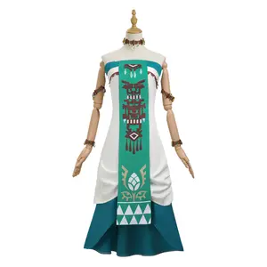 Women‘s Zelda Cosplay Costume Green Uniform Dress with Elf Ears Full Set for Halloween