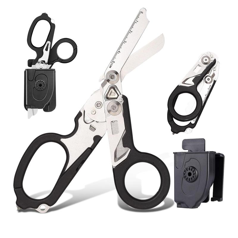 6 in 1 Outdoor Tactical Scissor Tools with Strap Cutter & Glass Breaker ...