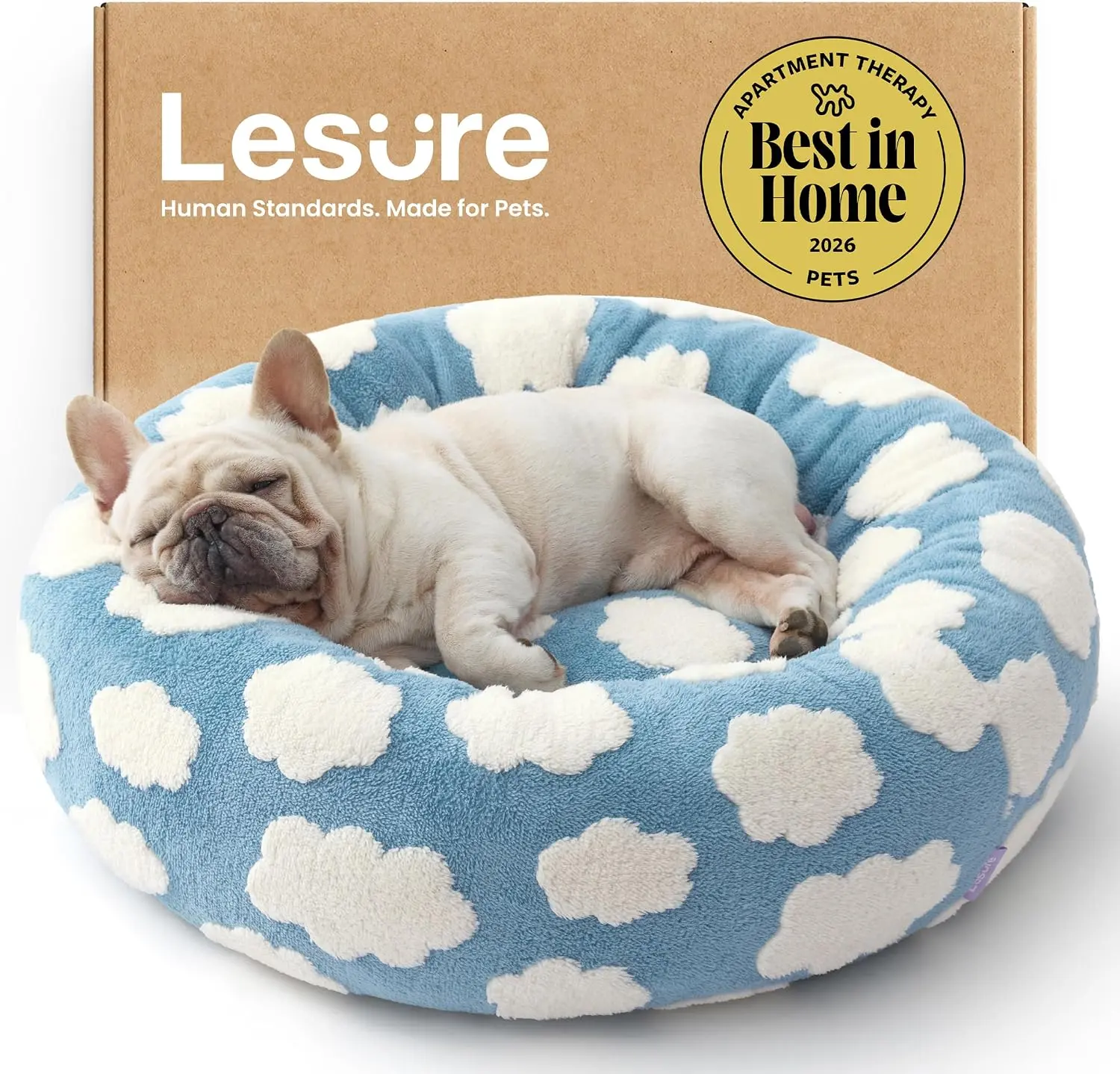 Lesure Jacquard Donut Dog Bed - Original Design Pattern,Cute Home Decor as Gift for Pet,Washable Cover