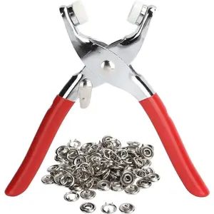 200Pcs Invisible Metal Buckles & Professional Pressure Pliers Kit for Seamless DIY Sewing Clothing Hats Crafts Supplies