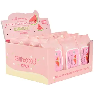Toallitas Desmaquillantes Facial Sandía Kevin & Coco - Venta al por Mayor 12 Unidades (KC1282-W)