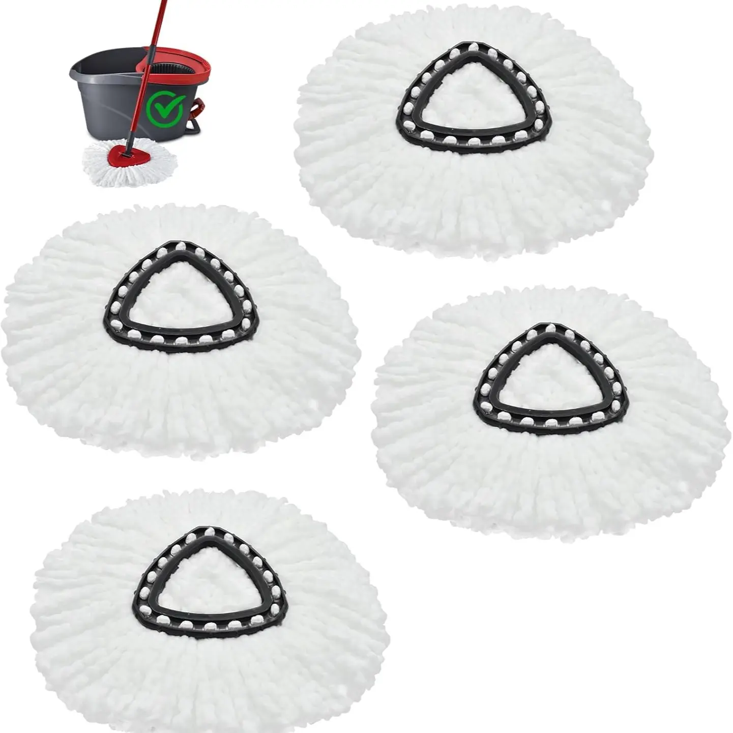 Reusable Microfiber Cleaning Mops for Vileda 2 in 1 Turbo Easywring & Clean Spin System, Durable Mop Replacement Heads, Microfiber Mopheads, Set of 4, Microfiber Mop Refills, Spin Mop Replacements, Replacement Mop Pads, Spin Mop Accessories