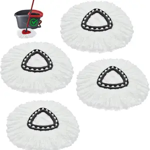 Reusable Microfiber Cleaning Mops for Vileda 2 in 1 Turbo Easywring & Clean Spin System, Durable Mop Replacement Heads, Set of 4, Microfiber Mop Refills, Spin Mop Replacements, Replacement Mop Pads