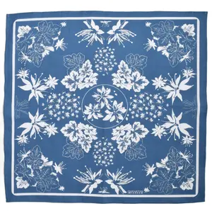 Shade Garden Bandana - Blue - Botanical Print - 22" x 22" - Neckerchief - Handkerchief - 100% Cotton - Hand Screen Printed - Designed in Maine