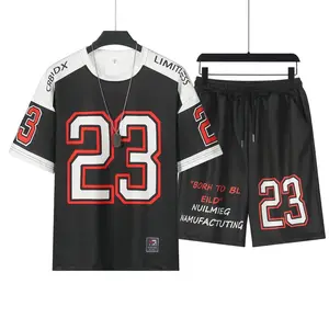 2025 Summer New Summer Men's Sports Set Breathable Basketball T-shirt and Shorts Two Piece Set 2-Piece Set Shirt Men's Lightweig