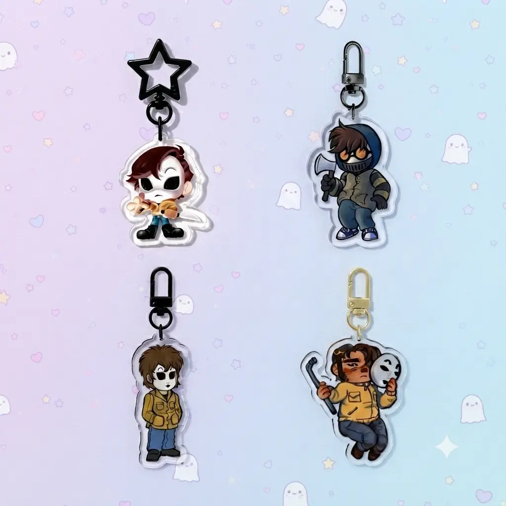 Marble Hornets Acrylic Keychains | Masky, Tim Wright & Ticci Toby – Cute horror-inspired bag charms for Creepypasta fans
