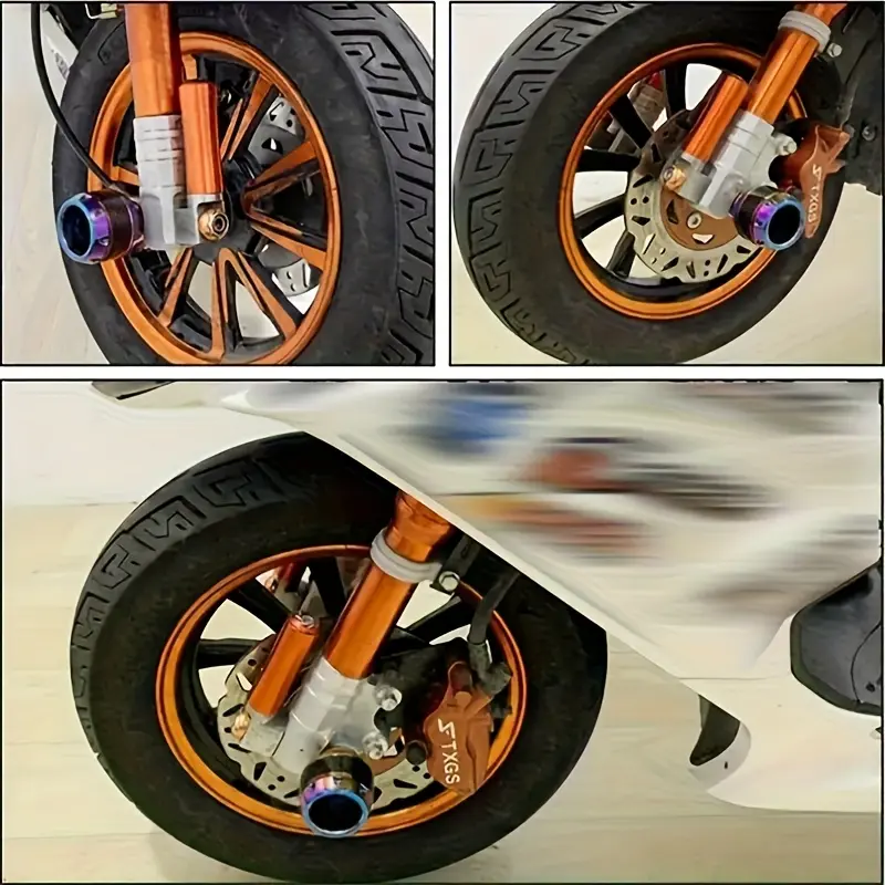 The protective cover is specially designed for motorcycles and is used to protect the front fork bracket and tires to prevent them from being damaged in case of a fall. Wheel Disc Cover Motor Parts Accessories Motorcycle Accessory