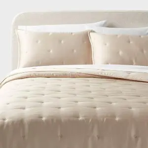 Full/Queen Luxe TENCEL Lyocell Comforter and Sham Set Khaki - Threshold