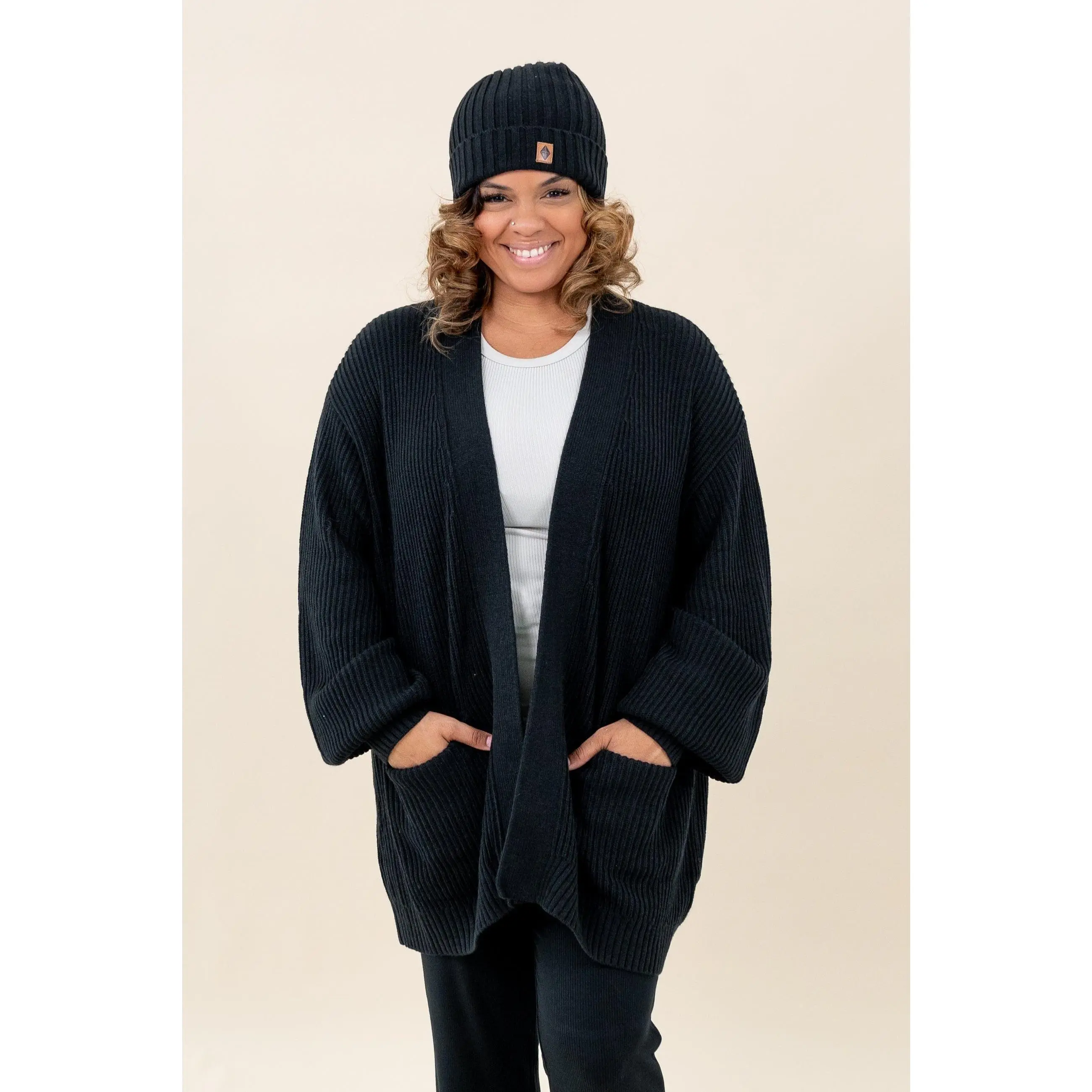 Women's Chunky Knit Cardigan, Oversized Open Front Style with Dropped Shoulders and Pockets, Breathable Rayon Blend Knitwear in Multiple Sizes, Viscose, Multi-Size, Nylon, Baby, Casual Wear, Long Sleeve, Coordinates, Tops, Relaxed Fit, Drop Shoulder, Acry