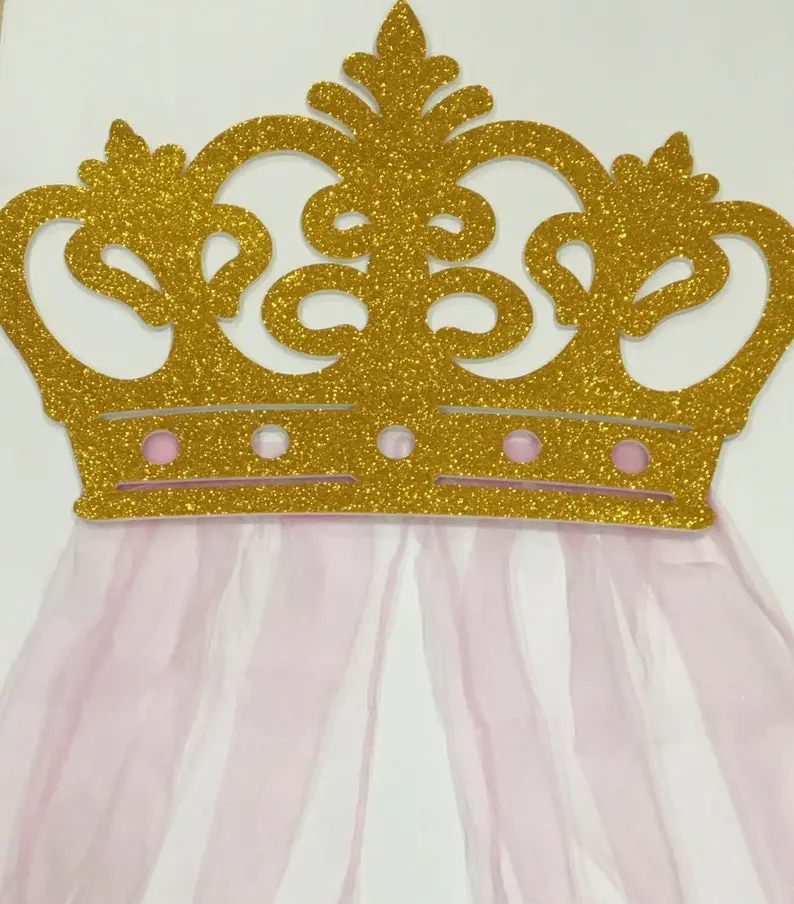 Huge Gorgeous Crown Wall Decor with Sheers for your Little Princess, Bed Canopy with sheers, 2 different sizes