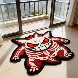 American Trendy Irregular Anime Carpet, Cartoon Style Bedroom Rug, Soft Plush Indoor Mat, Suitable for Living Room, Balcony, Bathroom
