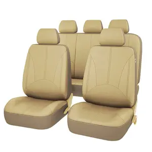 Leather Universal Car Seat Cover Full Set Front Rear Cover Breatherable Fit Solid Bench For Most Cars Trucks SUVs