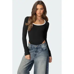 Contrast Scoop Neck Bodysuit