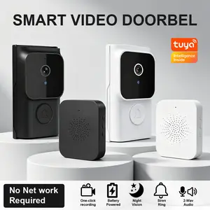 【2 Packs】 WiFi Video Doorbell Camera with Chime, 1080p Smart Video Doorbell, Wireless HD Camera, Infrared Night Vision, PIR AI Motion Detection, Remote 2-Way Audio Intercom, Tuya APP Live View, No Subscription Free Cloud Storage, for Home Office Apartment