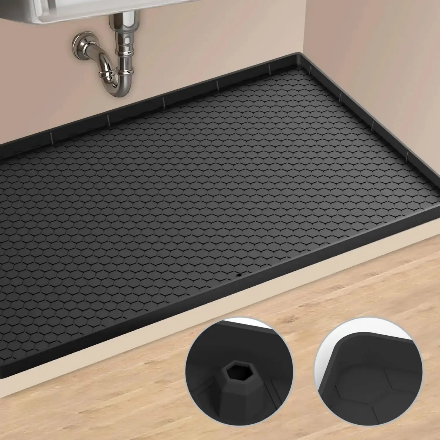 NW2lbs Silicone Under Sink Mat 34" x 22" - Waterproof & Flexible Sink Mats for Kitchen and Bathroom