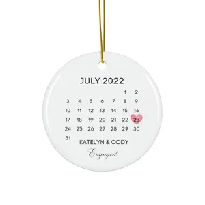 Engaged Personalized Ceramic Ornament, Couple Love Ceramic Ornament, Custom Names Christmas Ornament, Engagement Party Getting Married Future Mrs Keepsake