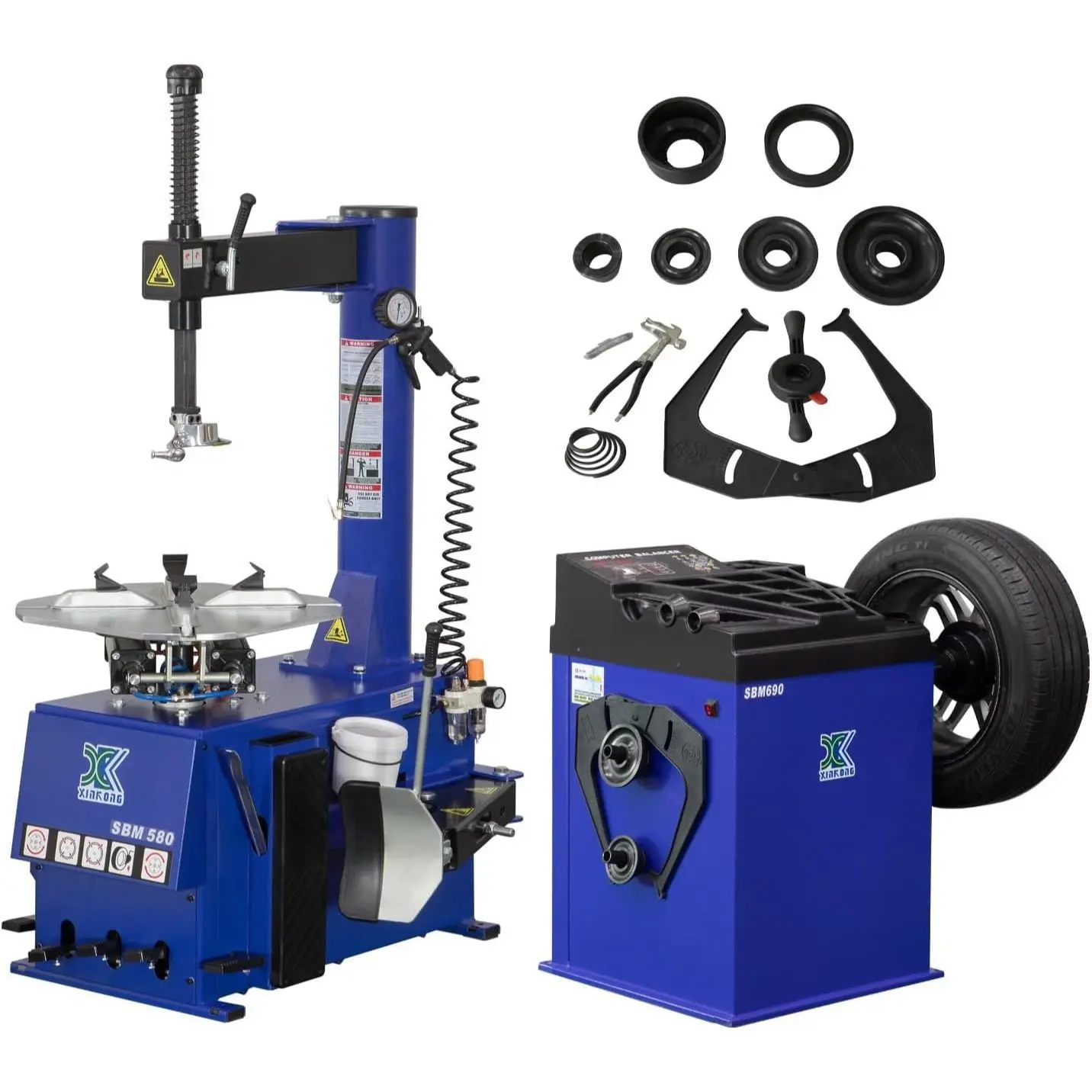 XK-New 2.0 Horsepower Tire Changer Wheel Changers Machine Combo Balancer Rim Clamp 580-690 with 36 Month Part Replacements