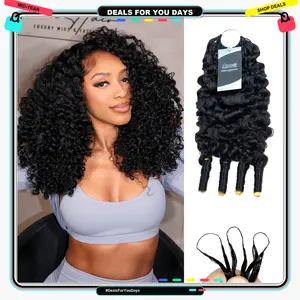 [Summervibes] Pre-Separated Feather Crochet Human Hair Extensions Miracle Invisible Knots Deep Wave  Burmese Curly 4/27/613 boho braids Protective Style Natural Look & Blend Long-Lasting & Reusable Versatile Styling