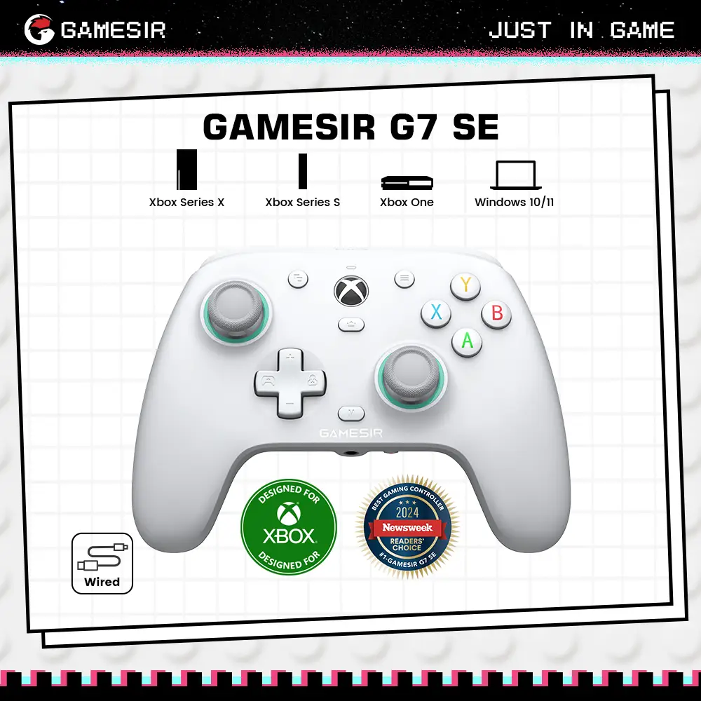 GameSir G7 SE Wired Controller for Xbox Series X|S, Xbox One & Windows 10/11, Plug and Play Gaming Gamepad with Hall Effect Joysticks/Hall Trigger, 3.