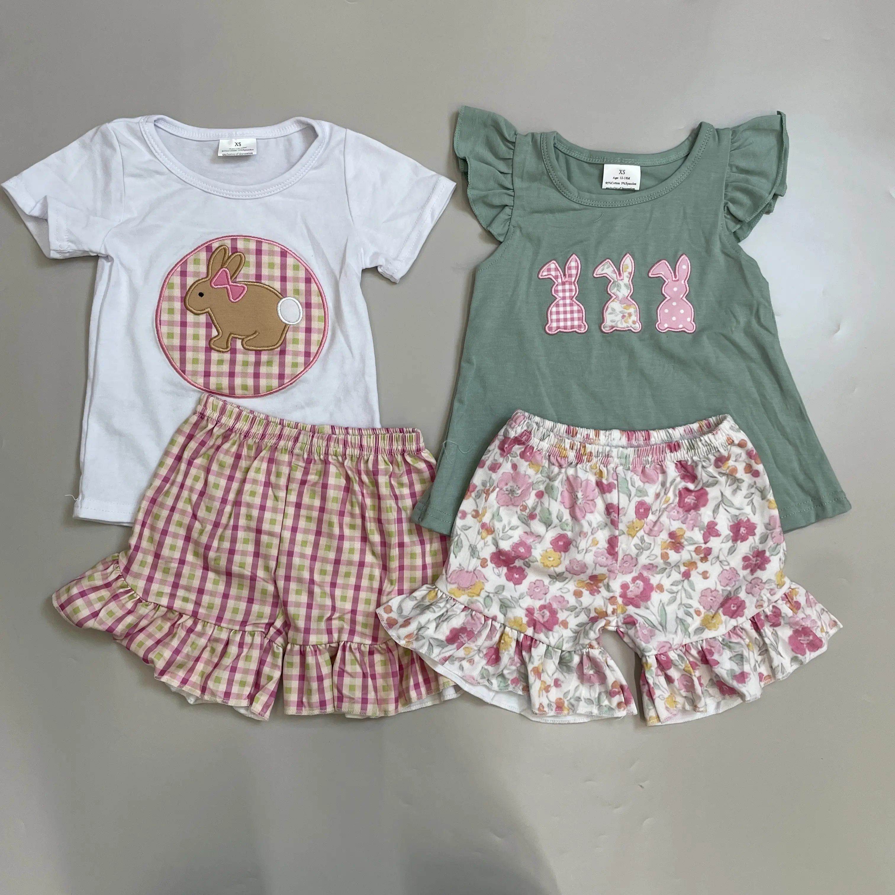 Toddler Girl Easter Bunny Rabbit 2-Piece Spring Clothing Set - Kids' Fashion Suit for Easter Celebrations