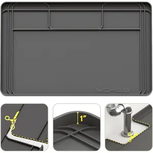 Waterproof Cuttable Under Sink Mats 34" X 22" Silicone Liner Drip Tray for Kitchen Bathroom Cabinets Holds Up to 3.3 Gallons Liquid Grey