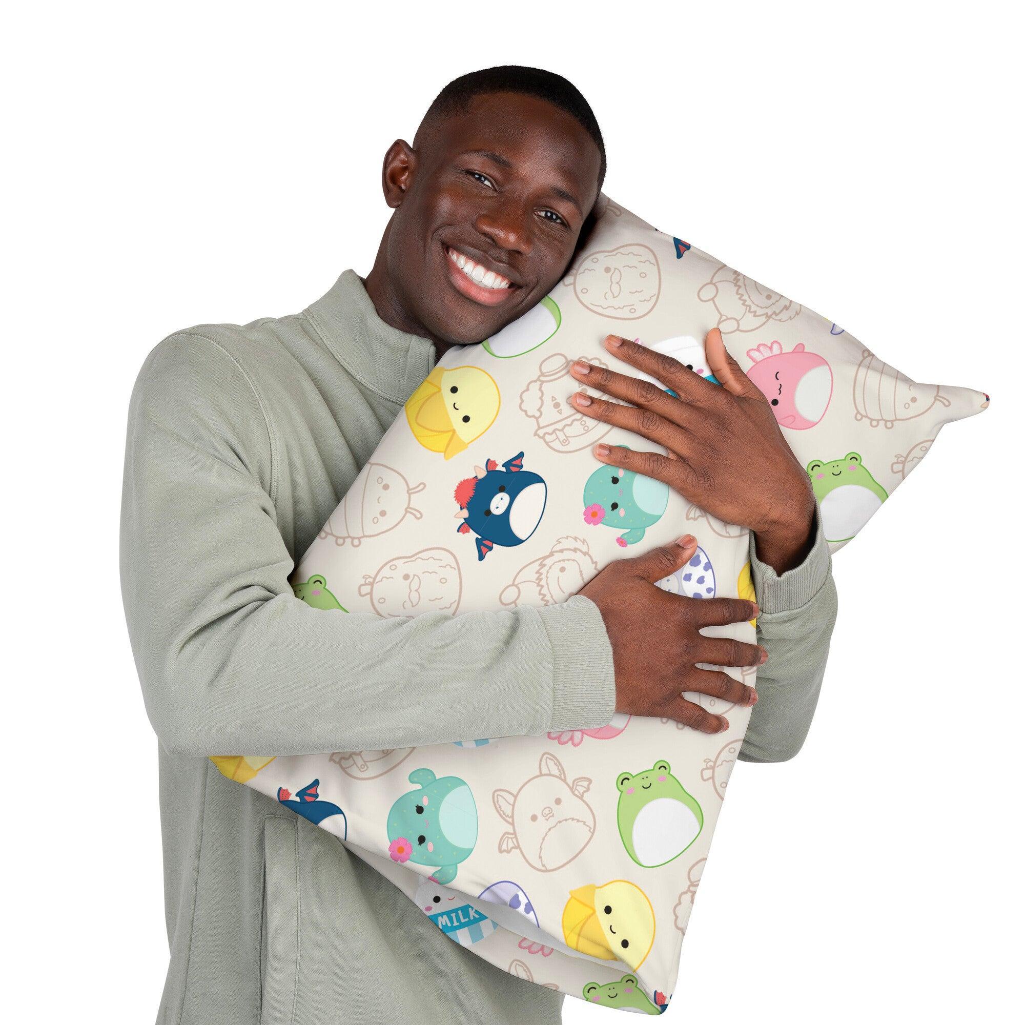 SquishPillow Pillowcase 2-Pack, 3 color options, "On Cloud 9” Blue, "Resties Besties" Tan, "Solid Slumber" Gray, StandardSize 250 thread count organic cotton, Soft Skin-Friendly