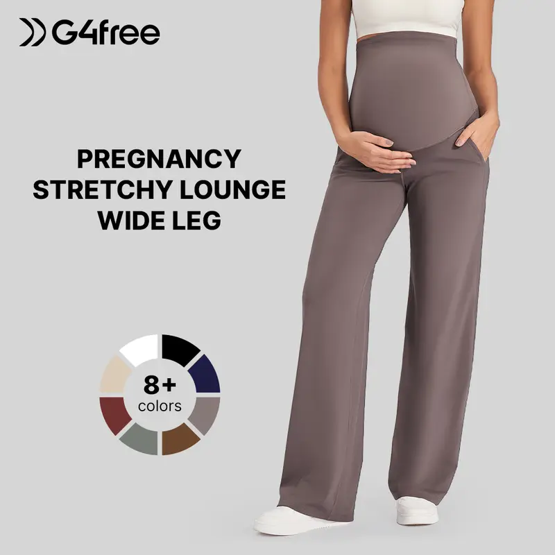 G4Free Maternity Wide Leg Pants for Comfortable Pregnancy Pregnant Prenatal