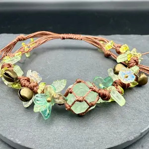 Green Aventurine Crystal Bracelet – Fairy Garden Floral Thread Jewelry
