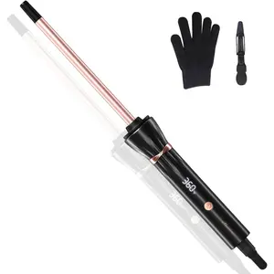3/8 Inch Small Wand Curling Iron with 9 Temps, 9mm Mini Hair Curler with LCD Display, Fast Heat Up & Anti-Scald Design, Suitable for Short/Long Hair