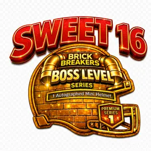(SWEET 16) BOSS LEVEL  BRICK BREAKER SERIES SIGNED MINI HELMET  - OR SPORTS TRADING CARD