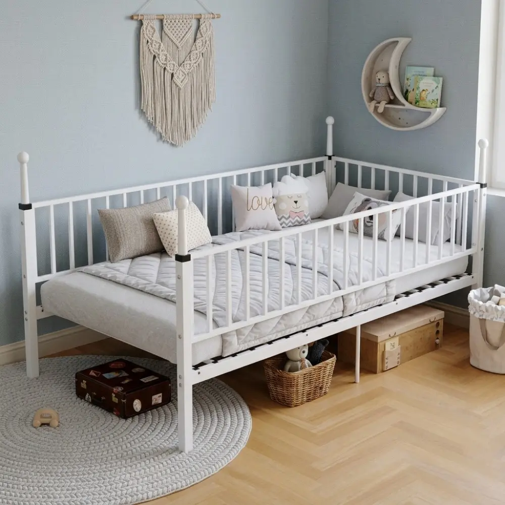 Littleox Metal bunk bed, suitable for children, teenagers and adults, sturdy and durable, no spring mattress required, suitable for dormitories and bedrooms,WHITE